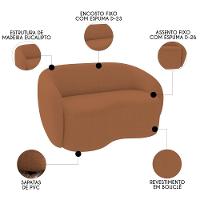 Sofá 2 Lugares Living 160cm E 1 Poltrona Giratória Garbin K04 Bouclê Terracota - Mpozenato