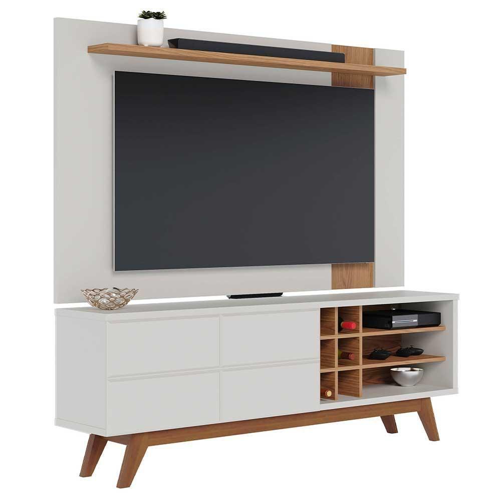 Rack Para Sala Norena Com Painel Para Tv 70 Pol. Amélie C05 Off White Matte-freijó - Mpozenato - 1