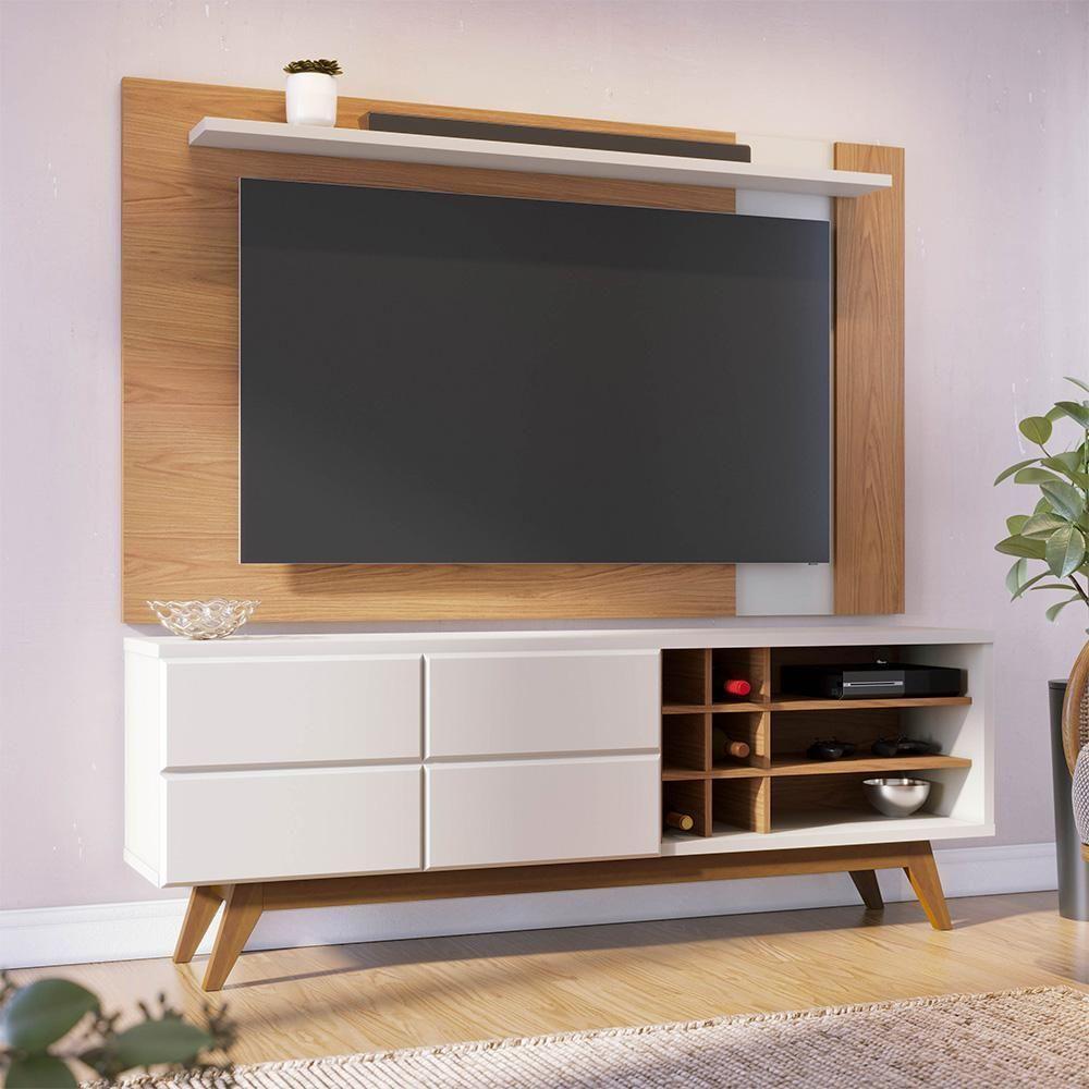 Rack Para Sala Norena Com Painel Para Tv 70 Pol. Amélie C05 Freijó-off White Matte - Mpozenato - 5