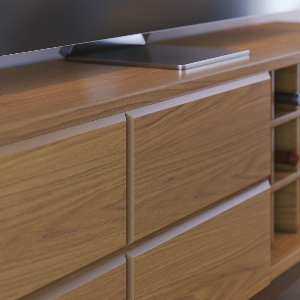 Rack Para Sala Bancada De Tv 70 Pol 180cm Noruega C05 Freijó - Mpozenato - 6