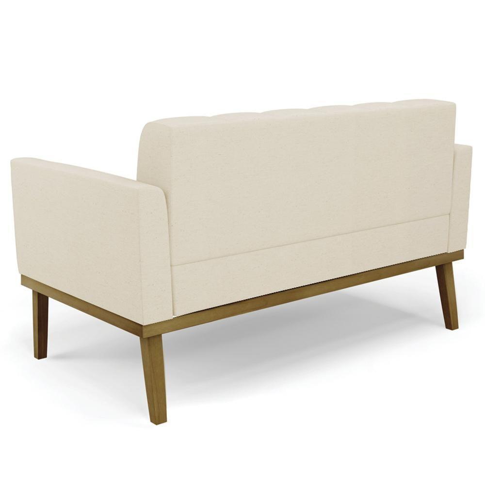 Sofá Namoradeira E 1 Poltrona Base Madeira Castanho Ana Linho Bege - Ibiza - 9