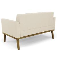 Sofá Namoradeira E 1 Poltrona Base Madeira Castanho Ana Linho Bege - Ibiza - 9