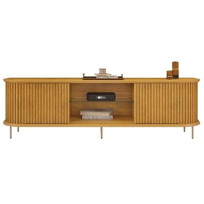 Rack Para Sala Bancada De Tv 75 Pol 218cm Ripado World D04 Cedro - Mpozenato