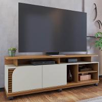 Rack Para Sala Bancada De Tv 75 Pol 180cm Madrid C05 Freijó-off White Matte - Mpozenato - 8