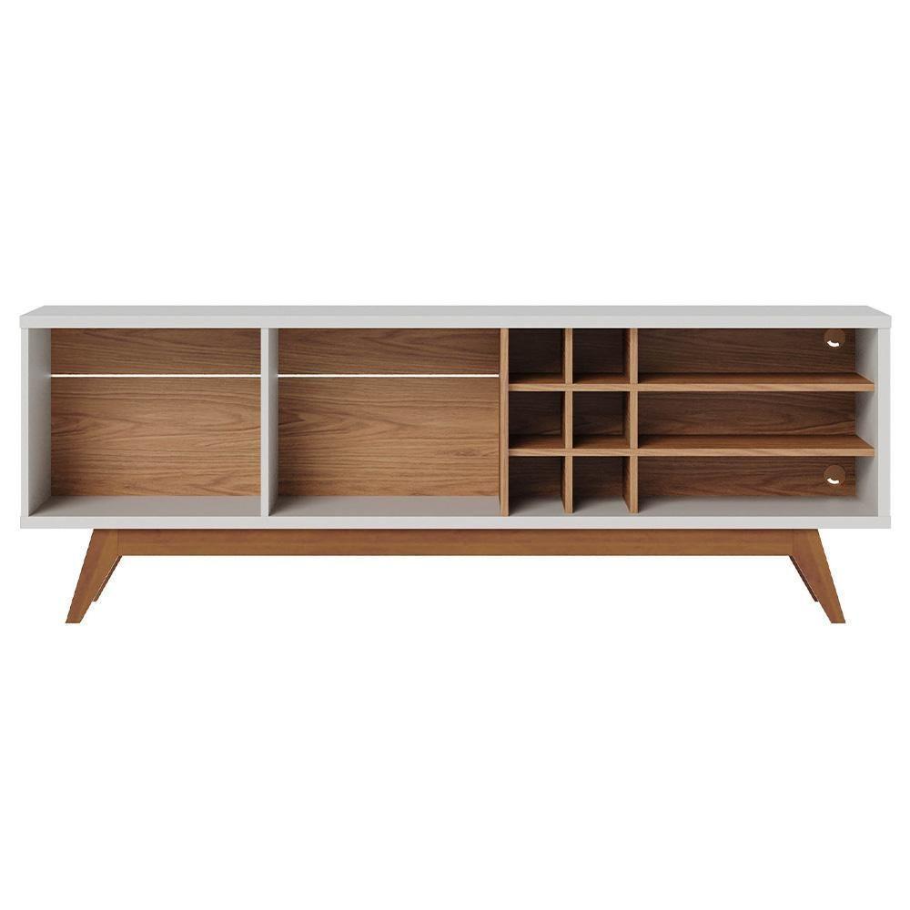 Rack Para Sala Bancada De Tv 70 Pol. 180cm Norena C05 Off White Matte-freijó - Mpozenato - 6