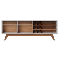 Rack Para Sala Bancada De Tv 70 Pol. 180cm Norena C05 Off White Matte-freijó - Mpozenato - 6