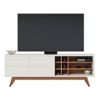 Rack Para Sala Bancada De Tv 70 Pol. 180cm Norena C05 Off White Matte-freijó - Mpozenato - 7