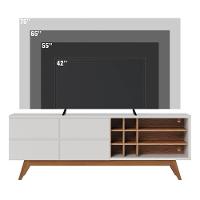 Rack Para Sala Bancada De Tv 70 Pol. 180cm Norena C05 Off White Matte-freijó - Mpozenato - 8