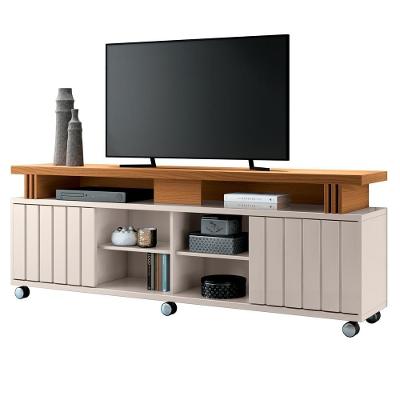 Rack Para Sala Bancada De Tv 70 Pol. 180cm Briz H01 Off White-cinamomo - Mpozenato