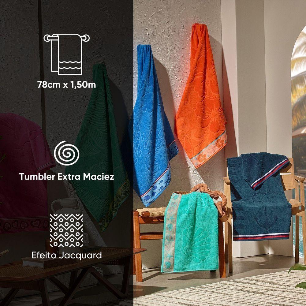 Toalha De Praia Aveludada Beach 78x150cm Appel Folhas - 2