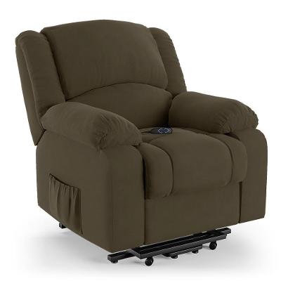 Poltrona Do Papai Reclinável Pietra Elevação Lift Elétrico Fh9 Veludo Capuccino - Mpozenato