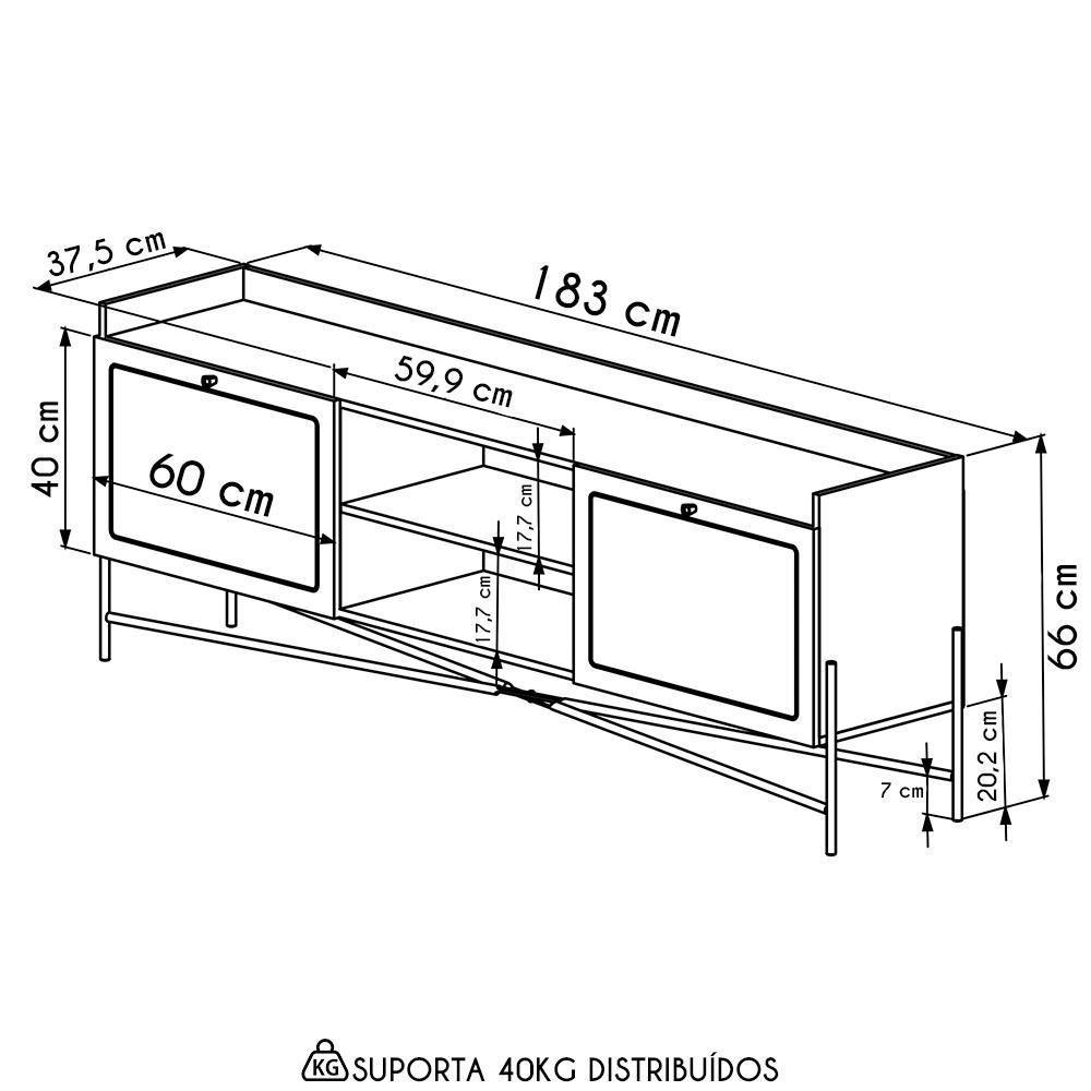 Rack Para Sala Bancada De Tv 65 Pol Pé Metal Arlo Nero-dourado - Mpozenato - 4