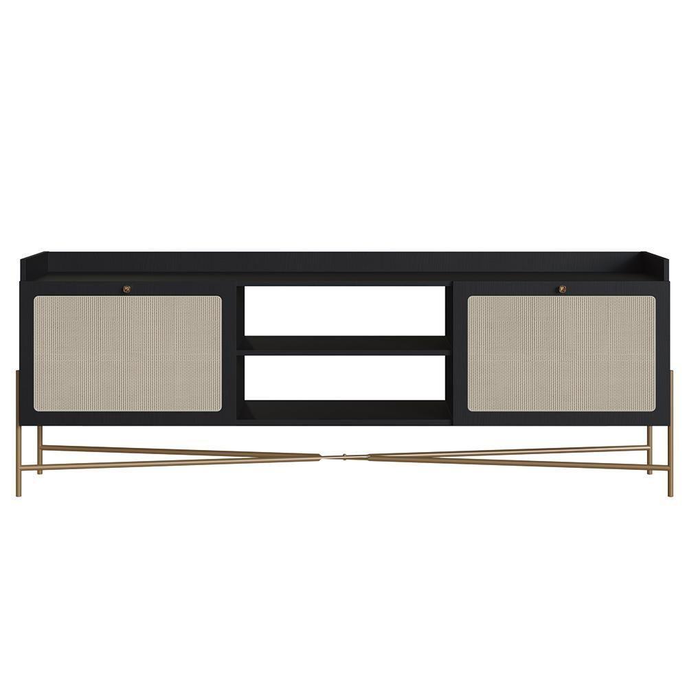 Rack Para Sala Bancada De Tv 65 Pol Pé Metal Arlo Nero-dourado - Mpozenato - 7