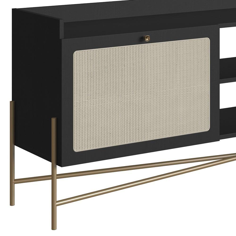 Rack Para Sala Bancada De Tv 65 Pol Pé Metal Arlo Nero-dourado - Mpozenato - 8
