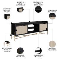 Rack Para Sala Bancada De Tv 65 Pol Pé Metal Arlo Nero-dourado - Mpozenato - 3