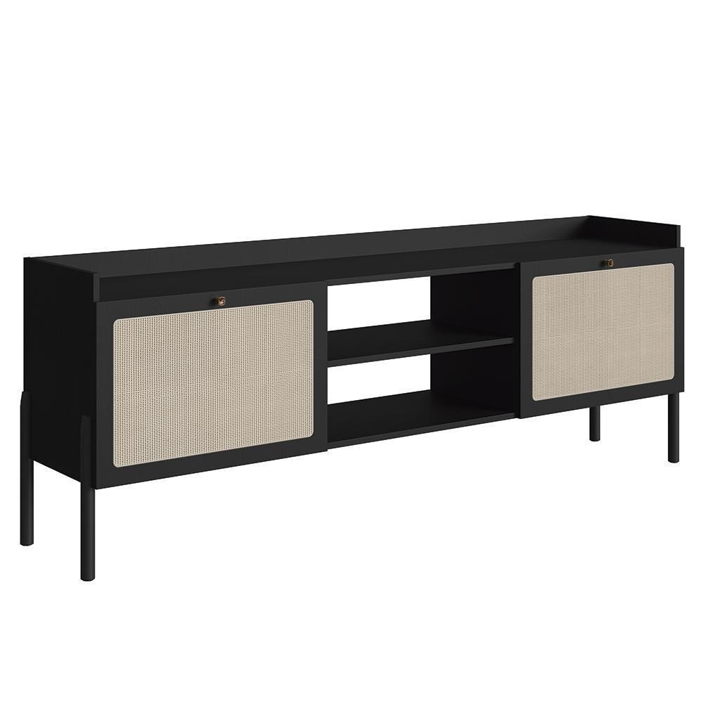 Rack Para Sala Bancada De Tv 65 Pol Pés Madeira Arlo Nero-preto - Mpozenato - 1