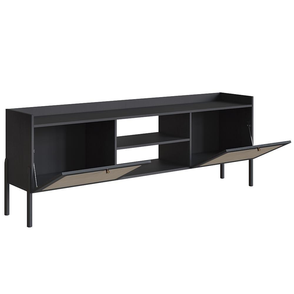 Rack Para Sala Bancada De Tv 65 Pol Pés Madeira Arlo Nero-preto - Mpozenato - 3