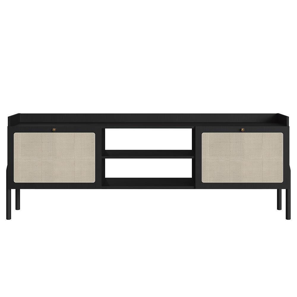 Rack Para Sala Bancada De Tv 65 Pol Pés Madeira Arlo Nero-preto - Mpozenato - 4