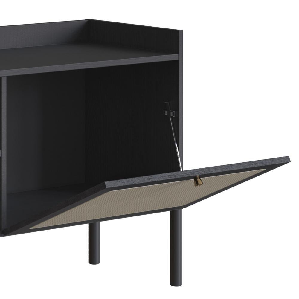 Rack Para Sala Bancada De Tv 65 Pol Pés Madeira Arlo Nero-preto - Mpozenato - 5