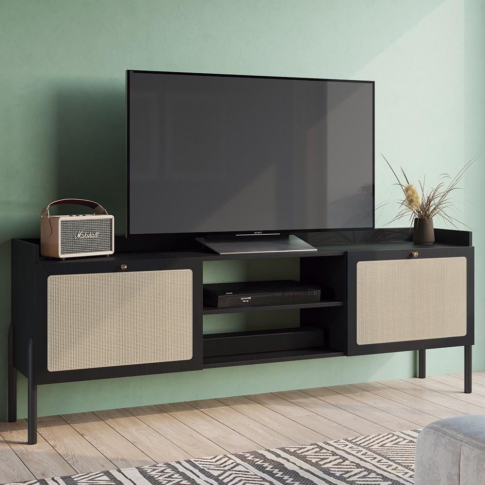 Rack Para Sala Bancada De Tv 65 Pol Pés Madeira Arlo Nero-preto - Mpozenato - 8