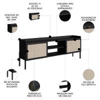 Rack Para Sala Bancada De Tv 65 Pol Pés Madeira Arlo Nero-preto - Mpozenato - 7