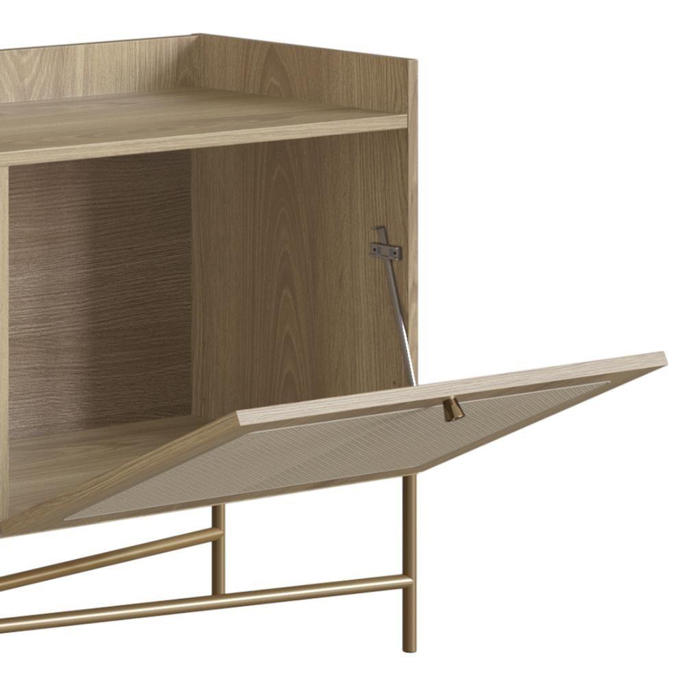 Rack Para Sala Bancada De Tv 65 Pol Pé Metal Arlo Hanover-dourado - Mpozenato - 7