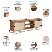 Rack Para Sala Bancada De Tv 65 Pol Pé Metal Arlo Hanover-dourado - Mpozenato - 3