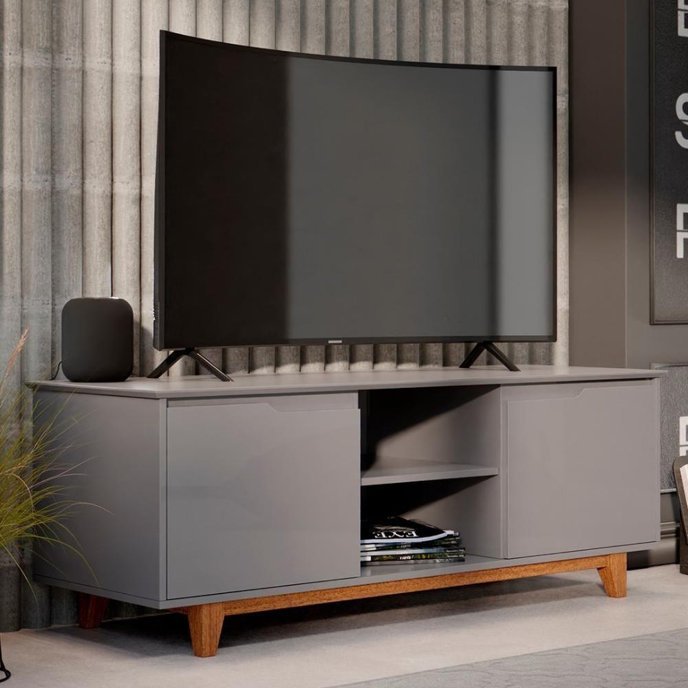 Rack Para Sala Bancada De Tv 55 Pol 139cm Flow Cinza - Ej Móveis - 2