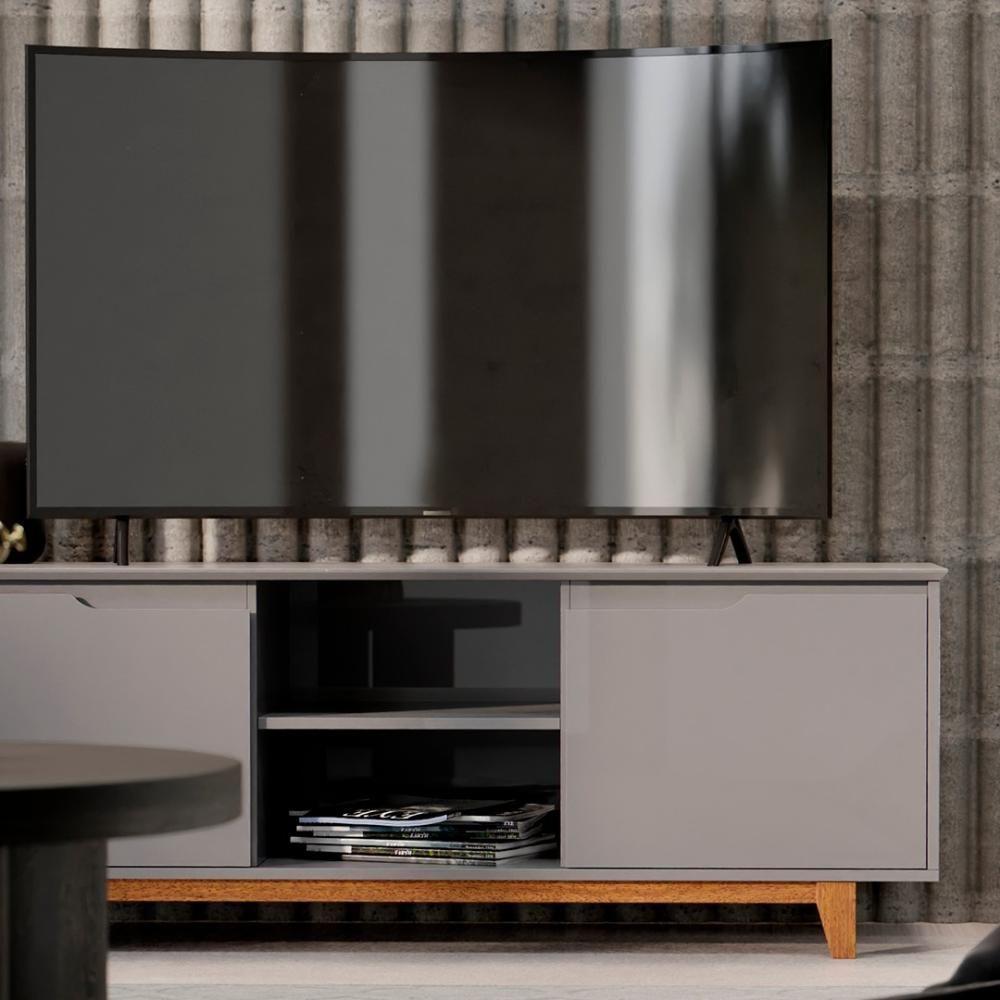 Rack Para Sala Bancada De Tv 55 Pol 139cm Flow Cinza - Ej Móveis - 6