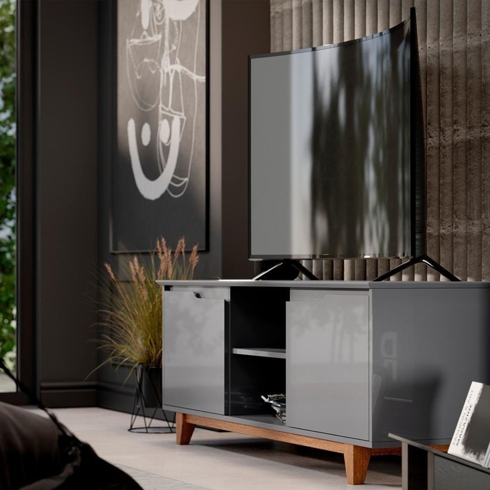 Rack Para Sala Bancada De Tv 55 Pol 139cm Flow Cinza - Ej Móveis - 8