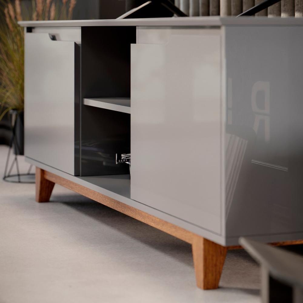 Rack Para Sala Bancada De Tv 55 Pol 139cm Flow Cinza - Ej Móveis - 9