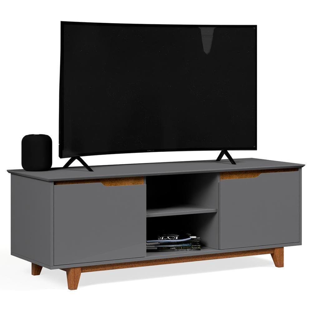 Rack Para Sala Bancada De Tv 55 Pol 139cm Flow Cinza - Ej Móveis - 10