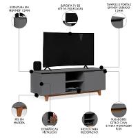 Rack Para Sala Bancada De Tv 55 Pol 139cm Flow Cinza - Ej Móveis - 3