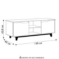 Rack Para Sala Bancada De Tv 55 Pol 139cm Flow Cinza - Ej Móveis