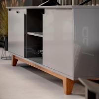 Rack Para Sala Bancada De Tv 55 Pol 139cm Flow Cinza - Ej Móveis - 9