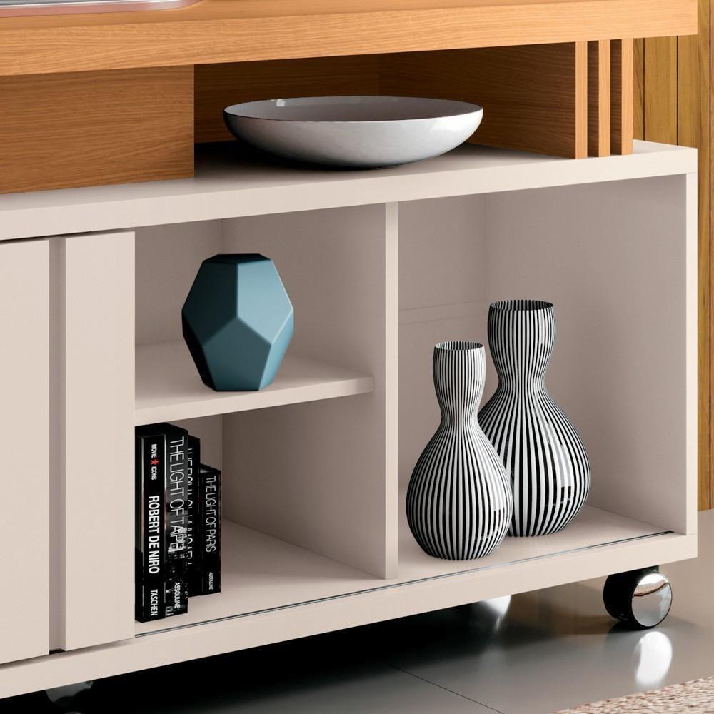 Rack Para Sala Bancada De Tv 50 Pol. 136cm Briz H01 Off White-cinamomo - Mpozenato - 6