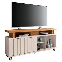 Rack Para Sala Bancada De Tv 50 Pol. 136cm Briz H01 Off White-cinamomo - Mpozenato - 1