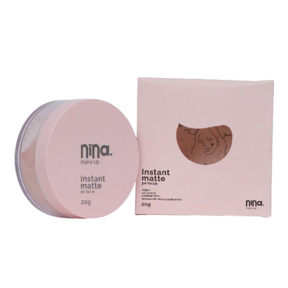 Kit Nina Makeup Base Líquida Basic+pó Solto Instant Cor 2 - 5
