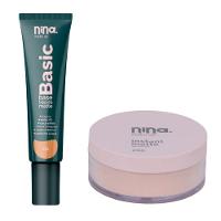 Kit Nina Makeup Base Líquida Basic+pó Solto Instant Cor 2 - 1