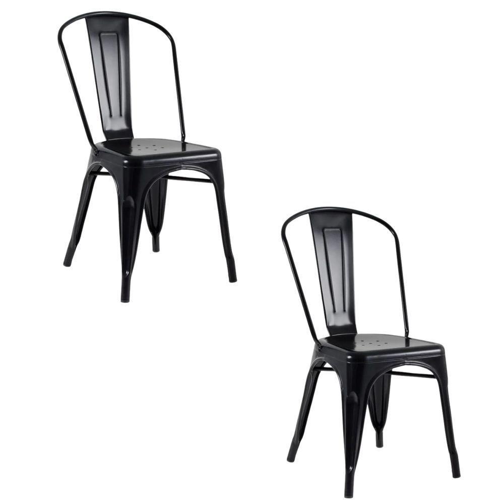 Kit 2 Cadeiras Banqueta Oficial Iron Tolix Preto - 1