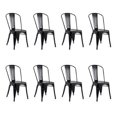 Kit 8 Banquetas Oficial Iron Tolix Cadeira Preto