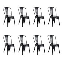 Kit 8 Banquetas Oficial Iron Tolix Cadeira Preto - 1