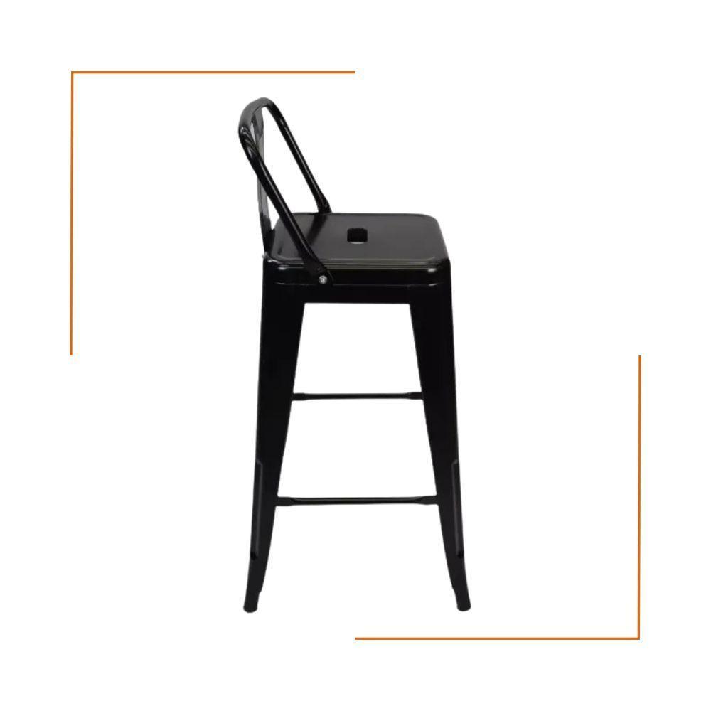 Kit 2 Cadeiras Banqueta Oficial Alta Iron Tolix Com Encosto Preto - 5