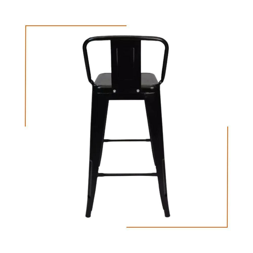 Kit 2 Cadeiras Banqueta Oficial Alta Iron Tolix Com Encosto Preto - 6