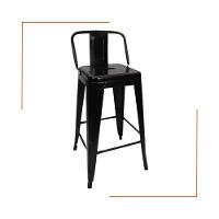 Kit 2 Cadeiras Banqueta Oficial Alta Iron Tolix Com Encosto Preto - 2