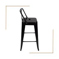 Kit 2 Cadeiras Banqueta Oficial Alta Iron Tolix Com Encosto Preto - 5