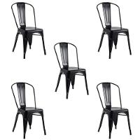 Kit 5 Cadeiras Banqueta Oficial Iron Tolix Preto - 1