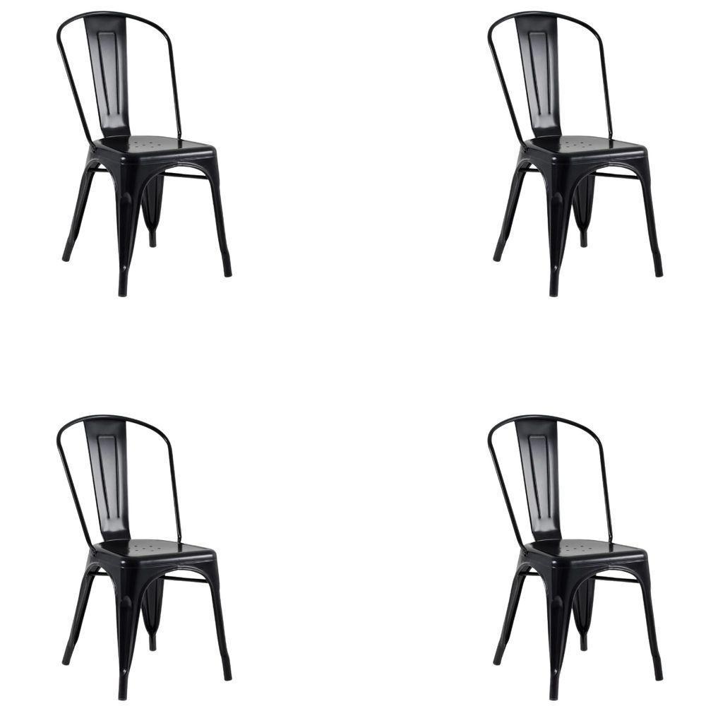 Kit 4 Cadeiras Banqueta Oficial Iron Tolix Preto - 1