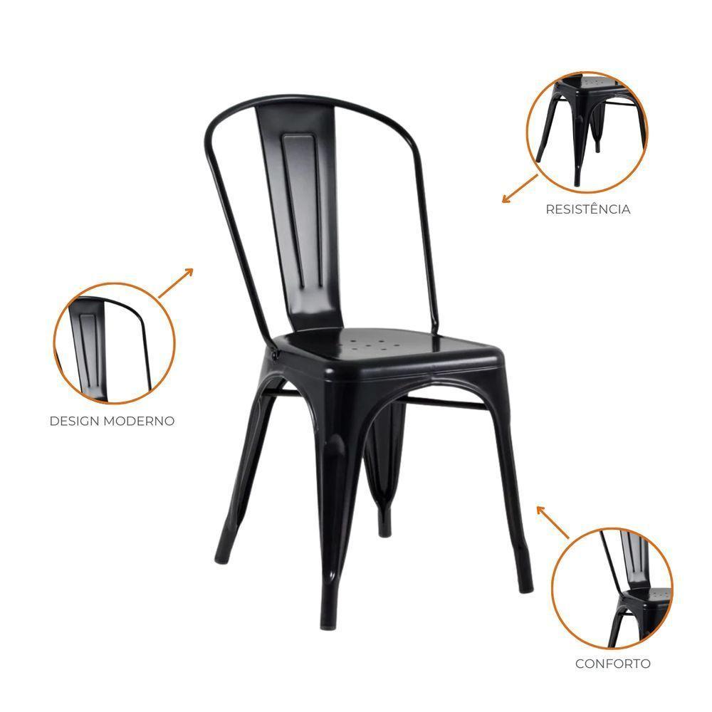 Kit 4 Cadeiras Banqueta Oficial Iron Tolix Preto - 5