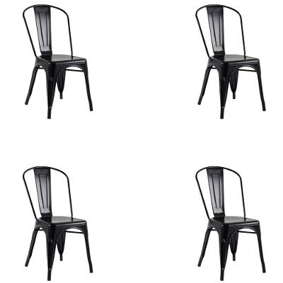 Kit 4 Cadeiras Banqueta Oficial Iron Tolix Preto